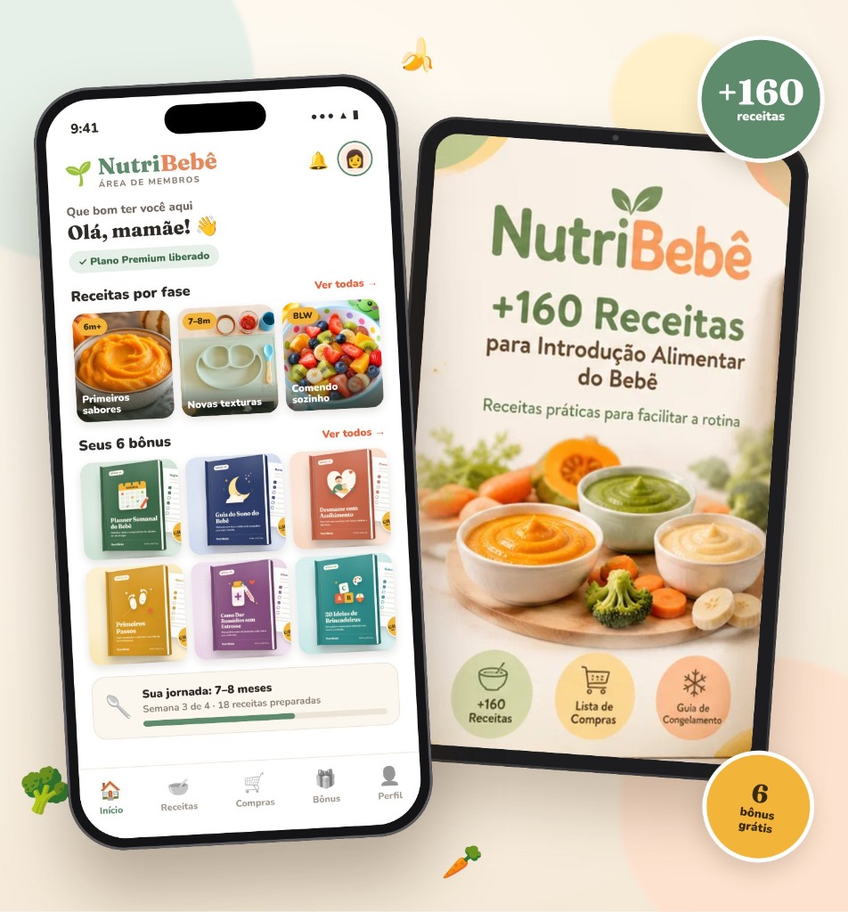 Kit de alimentação infantil com legumes e potinhos de papinha